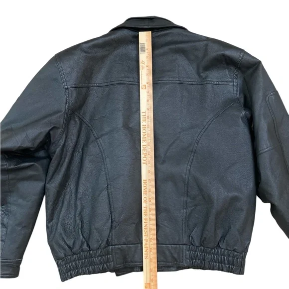 Vintage 90s Grunge Heavyweight Black Leather Bomber Jacket Vintage 90s Grunge Heavyweight Black Leather Bomber Jacket
